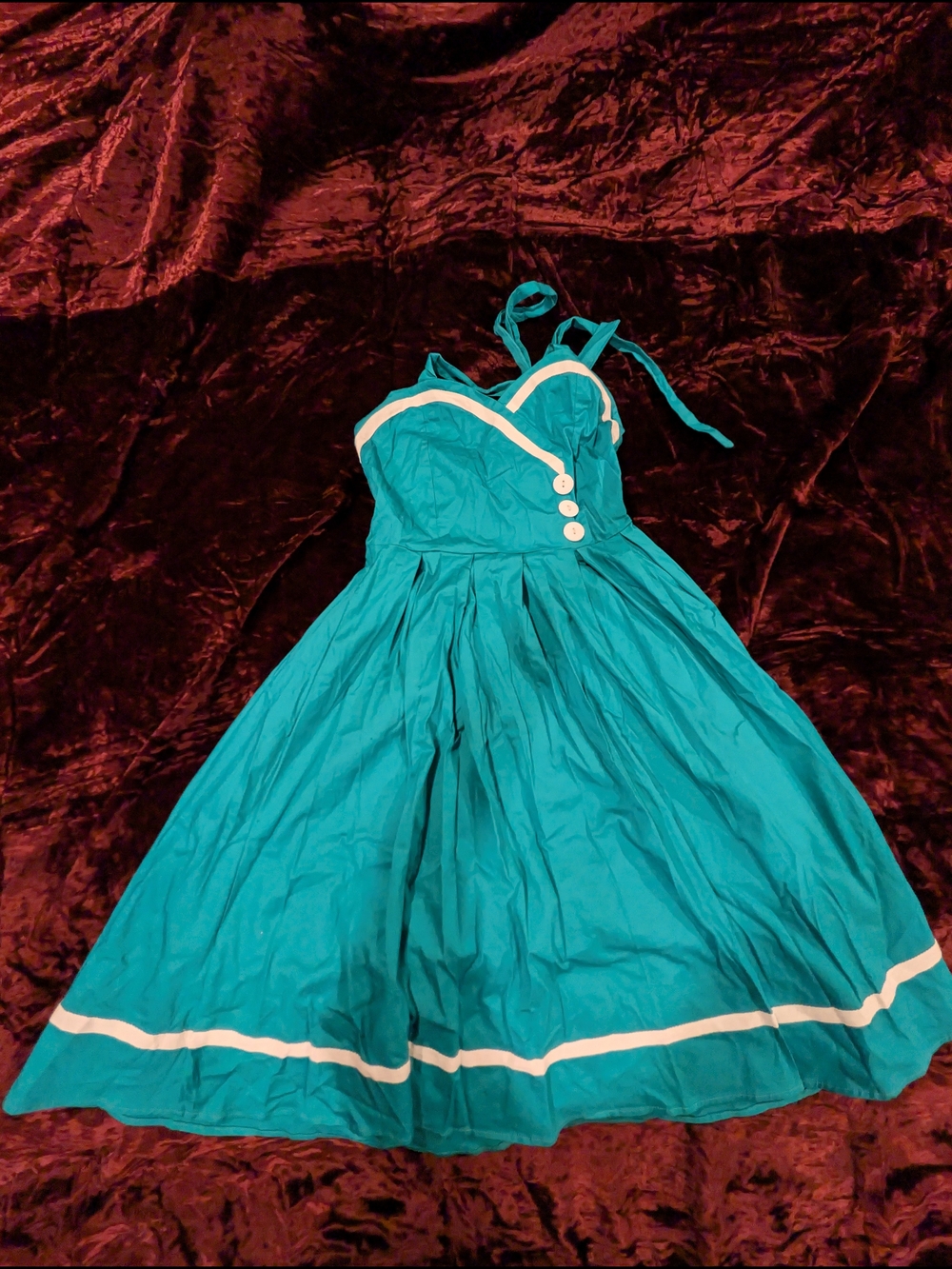 Unbranded Teal Turquoise Pinup Swing Dress Pinup Couture Style 1950s Housewife